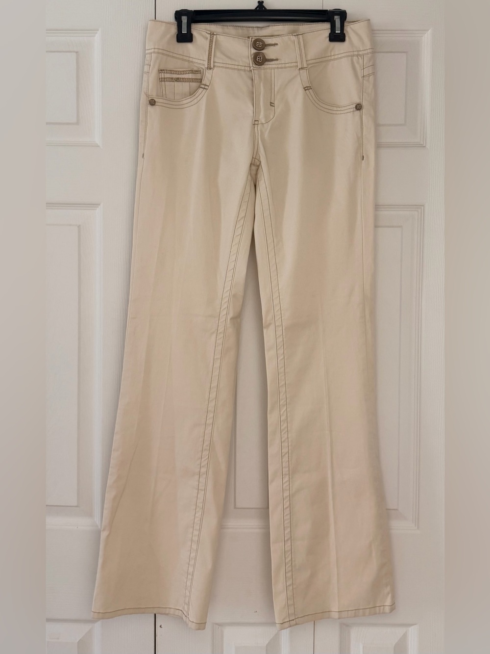 Democracy slim boot cut cream pants